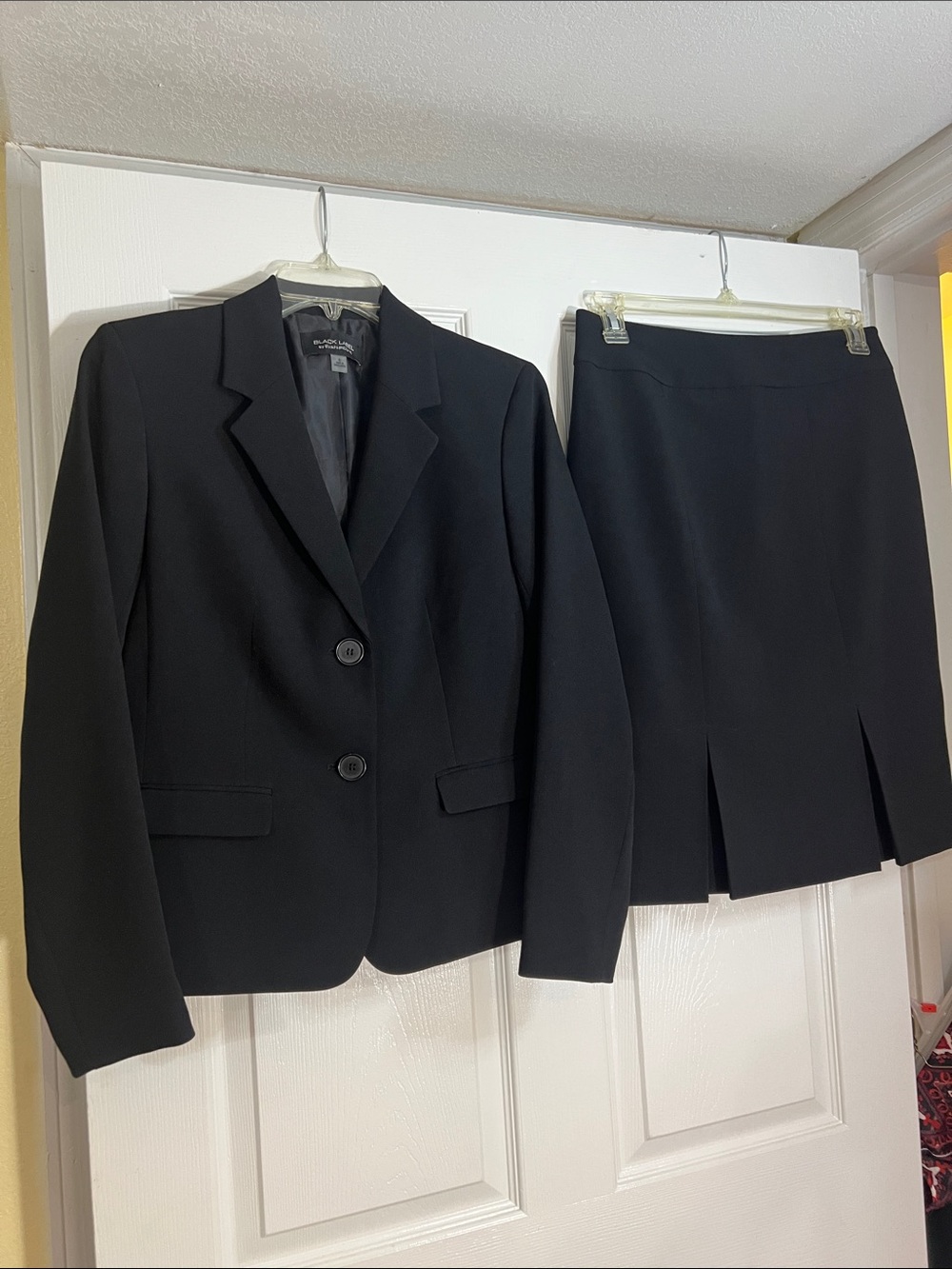 Black Two-Piece Tailored Blazer & Skirt Set